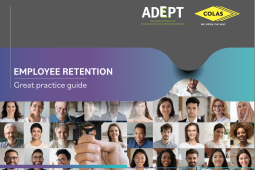 Image shows front cover of Employee retention guide document with rows of different faces