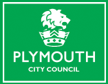 Logo for Plymouth City Council - a green square with a white lion's head above a white crown