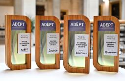 image showing the 4 x ADEPT President's Awards in wood and glass