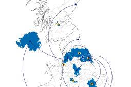 Image shows UK map of shortlist projects