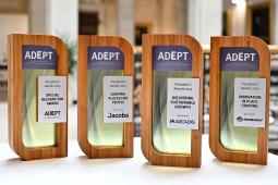 image showing the 4 x ADEPT President's Awards in wood and glass