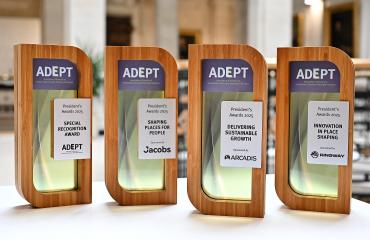 image showing the 4 x ADEPT President's Awards in wood and glass
